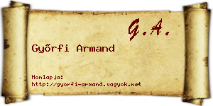 Győrfi Armand névjegykártya